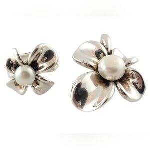 Ann King Sterling Silver And PEARL Orchid Post Earrings